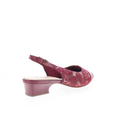 Trotters Dea T7001-644 Womens Red Wide Suede Slingback Heels Shoes