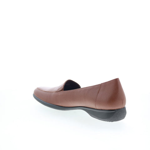 Trotters Jenn T9521-218 Womens Brown Leather Slip On Loafer Flats Shoes
