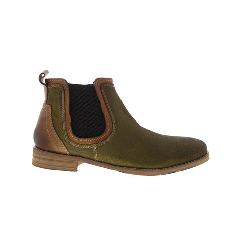 Testosterone Apple Jay T99330 Mens Green Leather Slip On Chelsea Boots