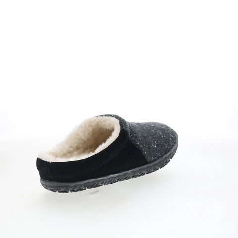 Minnetonka Tahoe 40130H Womens Black Suede Slip On Clogs Slippers Shoes