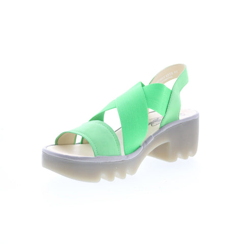Fly London Taji TAJI502FLY-003 Womens Green Leather Heeled Sandals Shoes