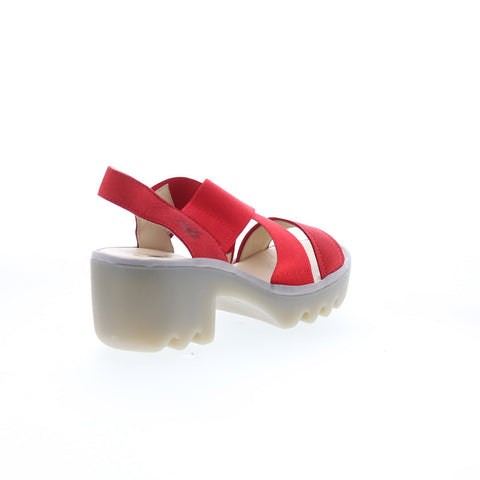 Fly London Taji TAJI502FLY-005 Womens Red Leather Heeled Sandals Shoes
