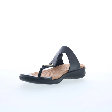 Softwalk Talara S2215-001 Womens Black Leather Strap Slides Sandals Shoes