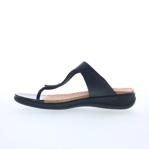 Softwalk Talara S2215-001 Womens Black Leather Strap Slides Sandals Shoes