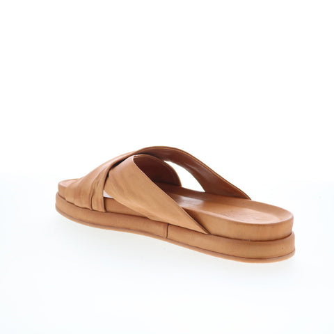 Miz Mooz Talisa Womens Brown Leather Slip On Slides Flats Shoes