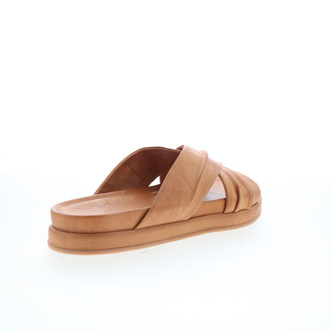 Miz Mooz Talisa Womens Brown Leather Slip On Slides Flats Shoes