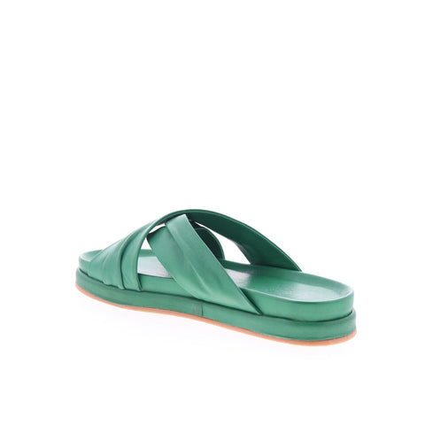 Miz Mooz Talisa Womens Green Leather Slip On Slides Sandals Shoes