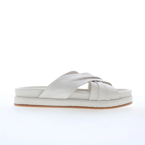Miz Mooz Talisa Womens White Leather Slip On Slides Sandals Shoes
