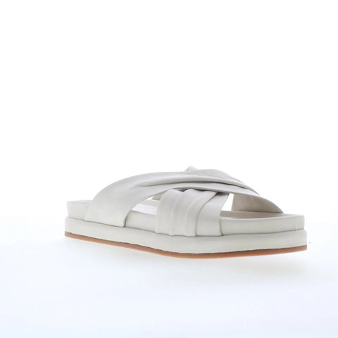 Miz Mooz Talisa Womens White Leather Slip On Slides Sandals Shoes