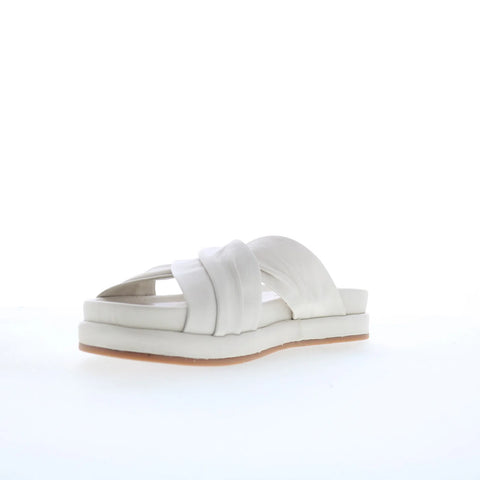 Miz Mooz Talisa Womens White Leather Slip On Slides Sandals Shoes