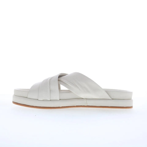 Miz Mooz Talisa Womens White Leather Slip On Slides Sandals Shoes
