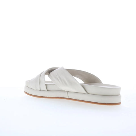 Miz Mooz Talisa Womens White Leather Slip On Slides Sandals Shoes