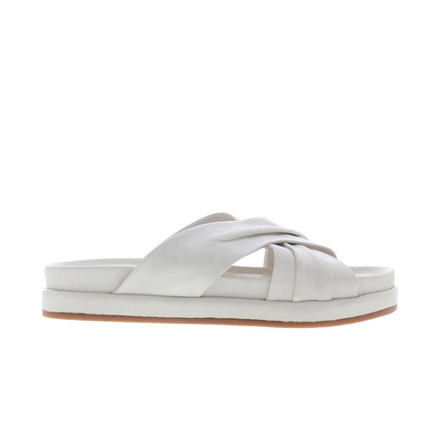 Miz Mooz Talisa Womens White Leather Slip On Slides Sandals Shoes