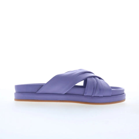 Miz Mooz Talisa Womens Purple Leather Slip On Slides Sandals Shoes