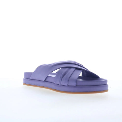 Miz Mooz Talisa Womens Purple Leather Slip On Slides Sandals Shoes