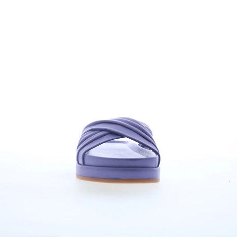 Miz Mooz Talisa Womens Purple Leather Slip On Slides Sandals Shoes