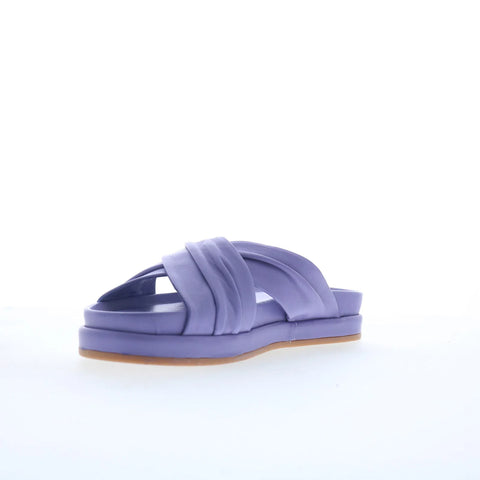 Miz Mooz Talisa Womens Purple Leather Slip On Slides Sandals Shoes