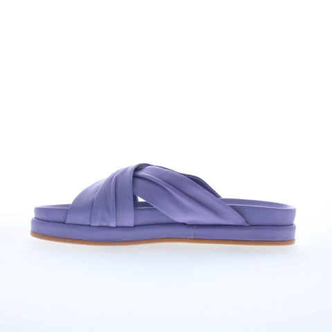 Miz Mooz Talisa Womens Purple Leather Slip On Slides Sandals Shoes