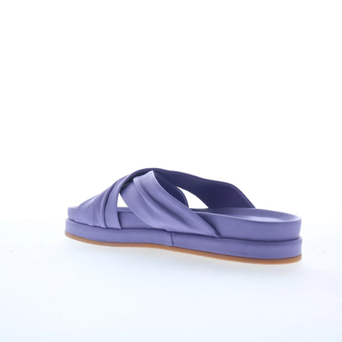 Miz Mooz Talisa Womens Purple Leather Slip On Slides Sandals Shoes