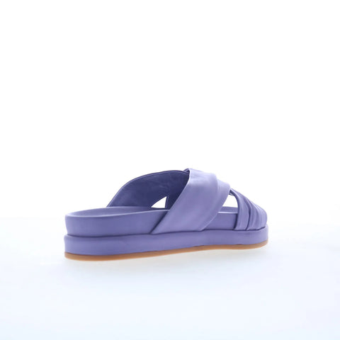 Miz Mooz Talisa Womens Purple Leather Slip On Slides Sandals Shoes