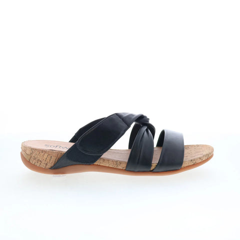 Softwalk Tallulah S2515-001 Womens Black Leather Slip On Slides Sandals Shoes