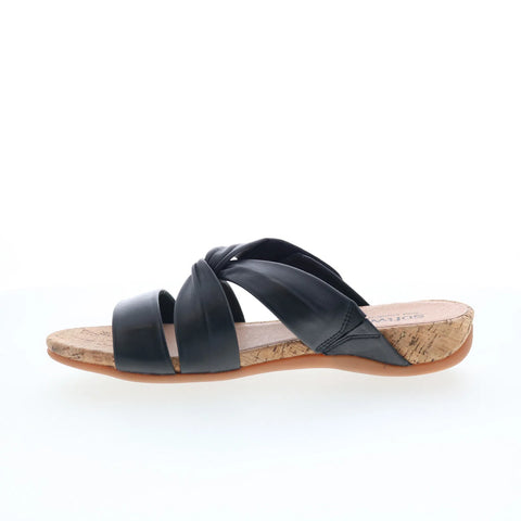 Softwalk Tallulah S2515-001 Womens Black Leather Slip On Slides Sandals Shoes