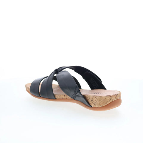 Softwalk Tallulah S2515-001 Womens Black Leather Slip On Slides Sandals Shoes