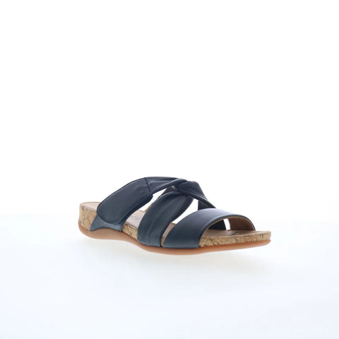 Softwalk Tallulah S2515-400 Womens Blue Leather Slip On Slides Sandals Shoes