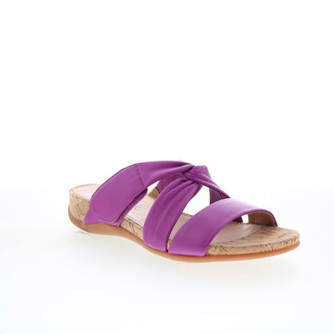 Softwalk Tallulah S2515-664 Womens Purple Leather Strap Slides Sandals Shoes