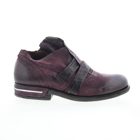 A.S. 98 Tarek Womens Burgundy Leather Zipper Loafer Flats Shoes