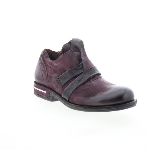 A.S. 98 Tarek Womens Burgundy Leather Zipper Loafer Flats Shoes