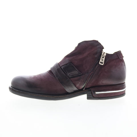 A.S. 98 Tarek Womens Burgundy Leather Zipper Loafer Flats Shoes