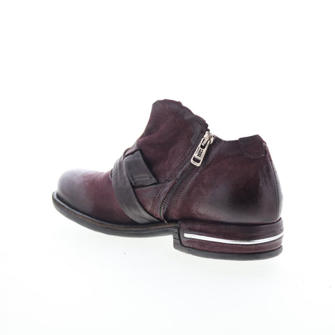 A.S. 98 Tarek Womens Burgundy Leather Zipper Loafer Flats Shoes