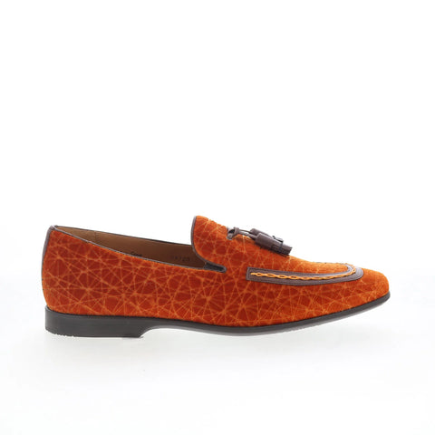 Mezlan Tassel Loafer 28720 Mens Orange Suede Loafers & Slip Ons Casual Shoes
