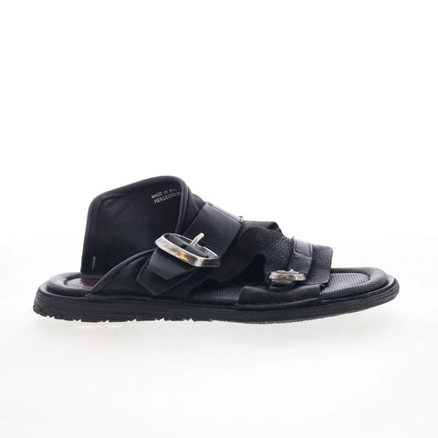 A.S. 98 Tavon Womens Black Leather Slip On Slides Sandals Shoes