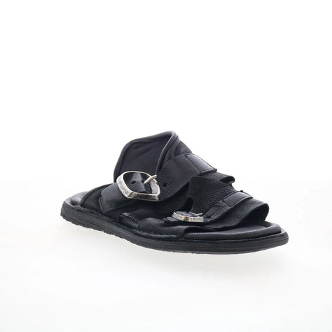 A.S. 98 Tavon Womens Black Leather Slip On Slides Sandals Shoes