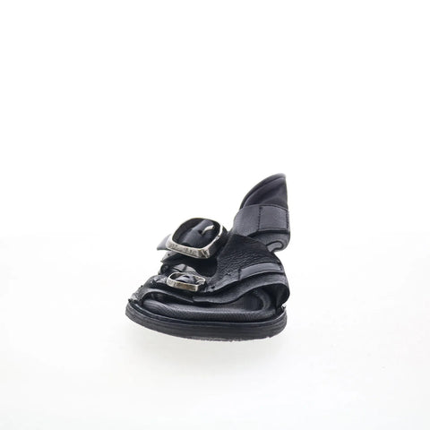 A.S. 98 Tavon Womens Black Leather Slip On Slides Sandals Shoes