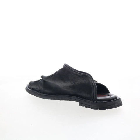 A.S. 98 Tavon Womens Black Leather Slip On Slides Sandals Shoes