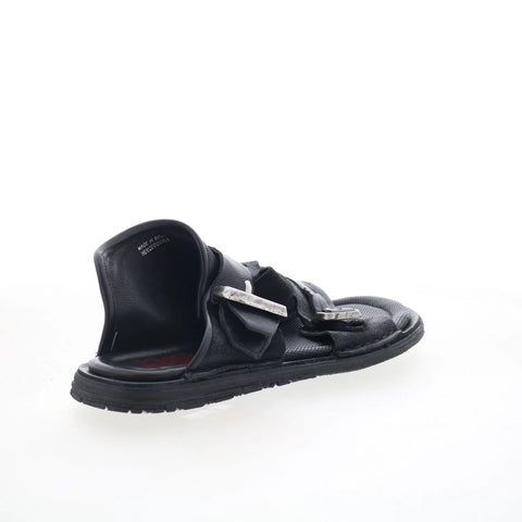 A.S. 98 Tavon Womens Black Leather Slip On Slides Sandals Shoes