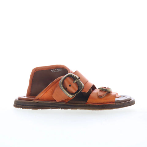 A.S. 98 Tavon Womens Orange Leather Slip On Slides Sandals Shoes