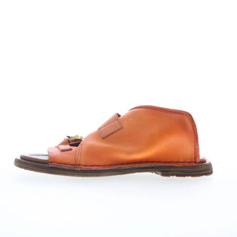 A.S. 98 Tavon Womens Orange Leather Slip On Slides Sandals Shoes