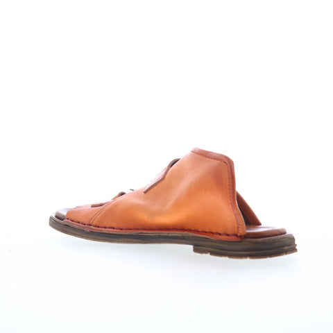 A.S. 98 Tavon Womens Orange Leather Slip On Slides Sandals Shoes