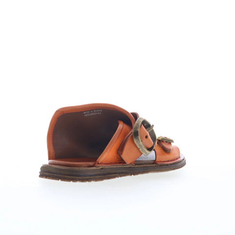 A.S. 98 Tavon Womens Orange Leather Slip On Slides Sandals Shoes