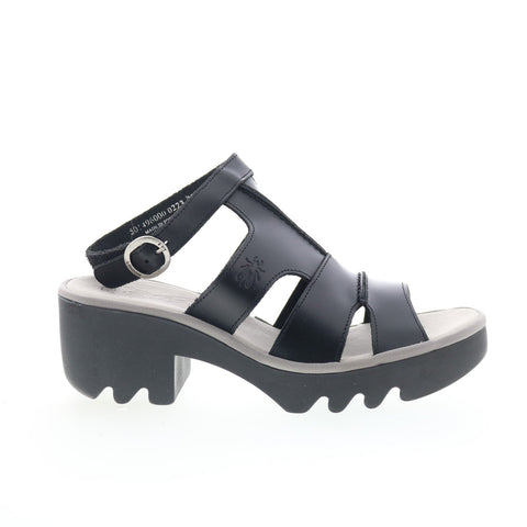 Fly London Tawi TAWI496FLY-000 Womens Black Leather Heeled Sandals Shoes