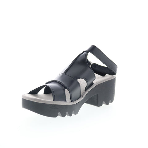 Fly London Tawi TAWI496FLY-000 Womens Black Leather Heeled Sandals Shoes
