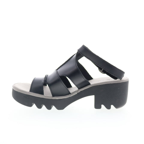 Fly London Tawi TAWI496FLY-000 Womens Black Leather Heeled Sandals Shoes