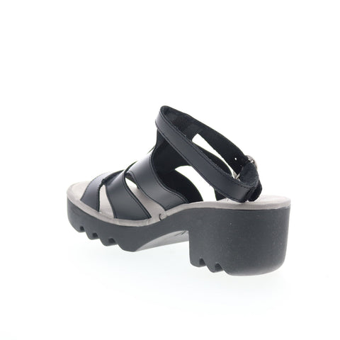Fly London Tawi TAWI496FLY-000 Womens Black Leather Heeled Sandals Shoes
