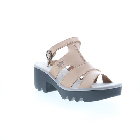 Fly London Tawi TAWI496FLY-002 Womens Beige Leather Heeled Sandals Shoes
