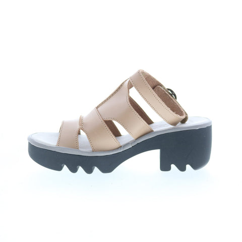 Fly London Tawi TAWI496FLY-002 Womens Beige Leather Heeled Sandals Shoes
