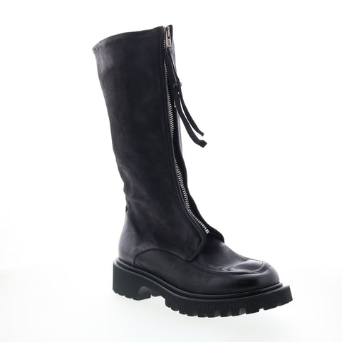 A.S. 98 Tayton Womens Black Leather Zipper Knee High Boots